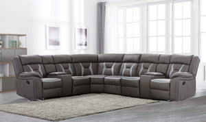 Modular Motion Sectional In A Grey Pu Fabric