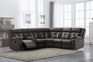 Modular Motion Sectional In A Grey Pu Fabric