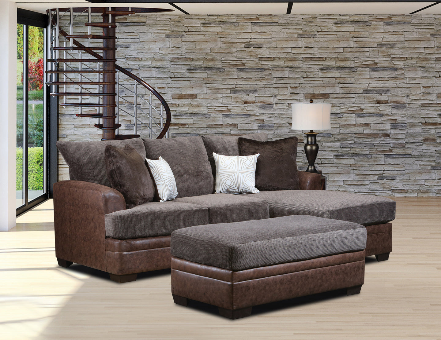 Contemporary Chofa Sectional In A Multi-Fabric Combination