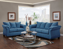 Load image into Gallery viewer, Modern Style Sofa &amp; Loveseat In Navy Blue Microfiber
