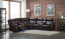 Load image into Gallery viewer, Motion Sectional In A White Leather Air Fabric In A Brown Leather Air Fabric
