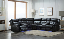 Load image into Gallery viewer, Motion Sectional In A White Leather Air Fabric In A Black Leather Air Fabric
