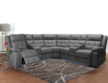 Load image into Gallery viewer, Motion Sectional In A White Leather Air Fabric In A Gray Leather Air Fabric
