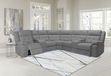 Load image into Gallery viewer, Motion Sectional In A White Leather Air Fabric In A Gray Leather Air Fabric
