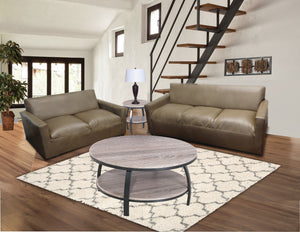 Apartment Size Living room In Light Brown Leather
