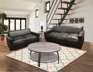 Apartment Size Living room In Black Leather