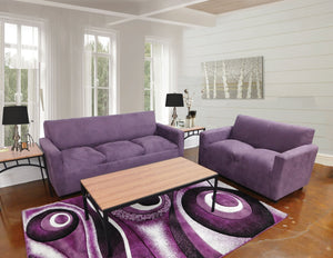 Apartment Size Living room In Purple Velvet Fabric