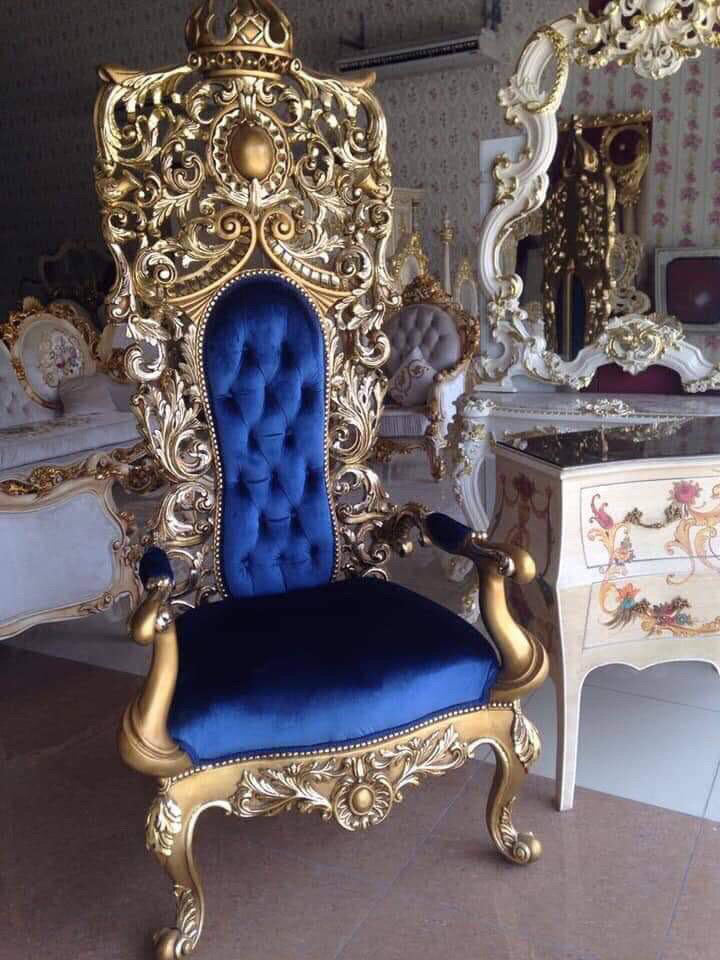 Royal Blue and Gold Chair